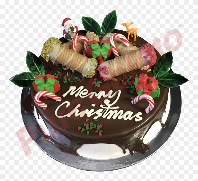 Cannoli Gelato Cake Chocolate Drip Christmas Theme - Chocolate Cake Clipart #4758699