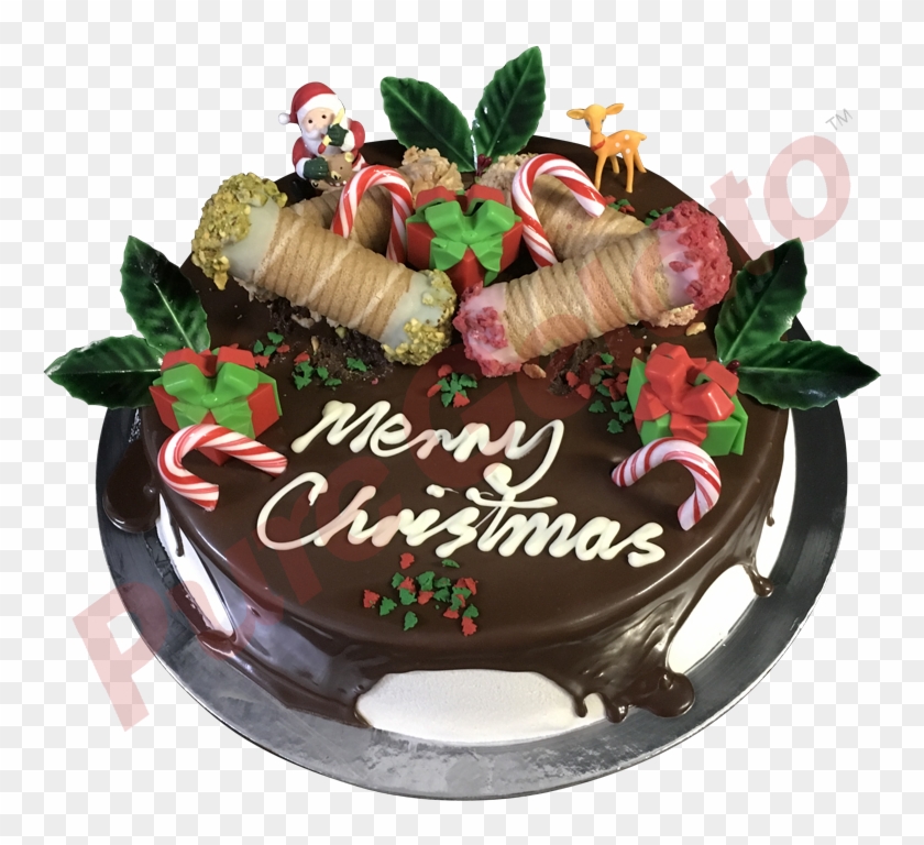 Cannoli Gelato Cake Chocolate Drip Christmas Theme - Chocolate Cake Clipart