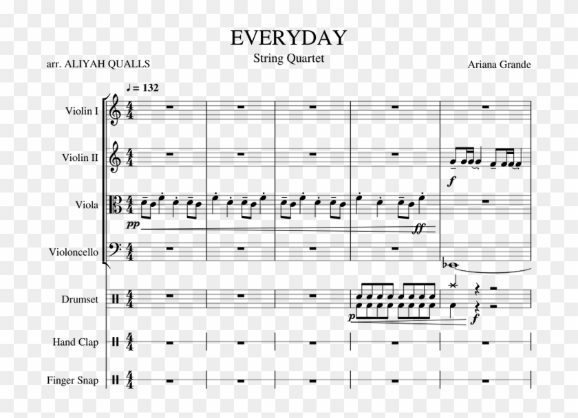 Everyday Sheet Music For Violin, Viola, Cello, Percussion - Sheet Music Clipart #4759455