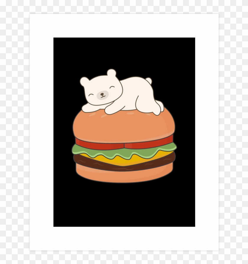 Kawaii Cute Polar Bear Burger Art Print - Cartoon Clipart #4760447