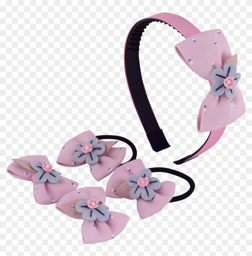 Floral Bow Hair Accessory Set Hofa6017pinblu - Flip-flops Clipart #4761190
