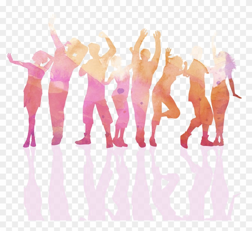Clipart Black And White Library Silhouette Nightclub - Watercolour Party - Png Download #4763166