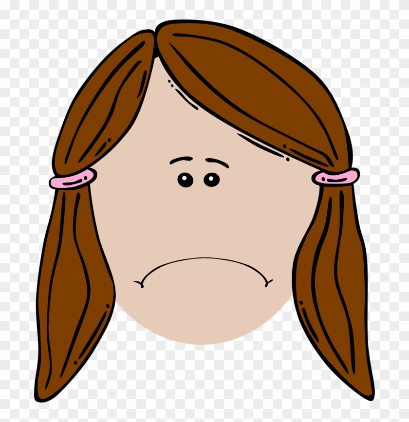 Girl Face Sad Unhappy Brunette - Sad Girl Face Cartoon Clipart #4764368