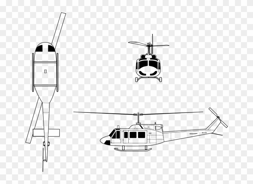Fileuh Twin Huey Drawing - Bell 412 Clipart #4764549