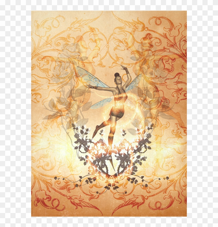 Beautiful Fairy With Wonderful Roses Cotton Linen Wall - Motif Clipart #4766224