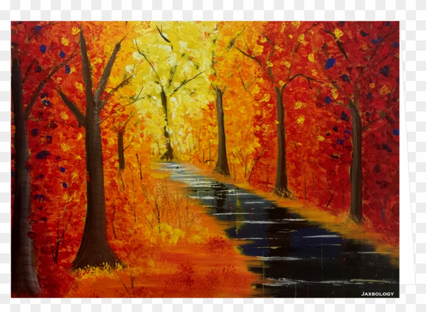 Fall Walk Greeting Card Original Art Acrylic Painting - Greeting Cards Painting Acrylic Clipart #4767854