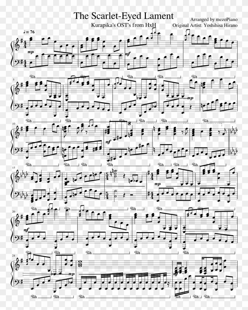 The Scarlet-eyed Lament - Sheet Music Clipart #4768985