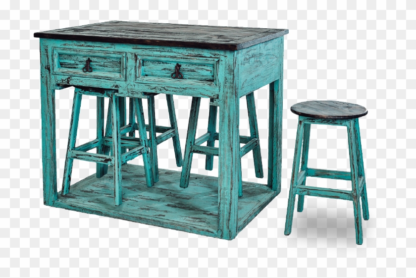 Kitchen Island W/four Stools 42"w X 29"d X 37"h - End Table Clipart #4769477