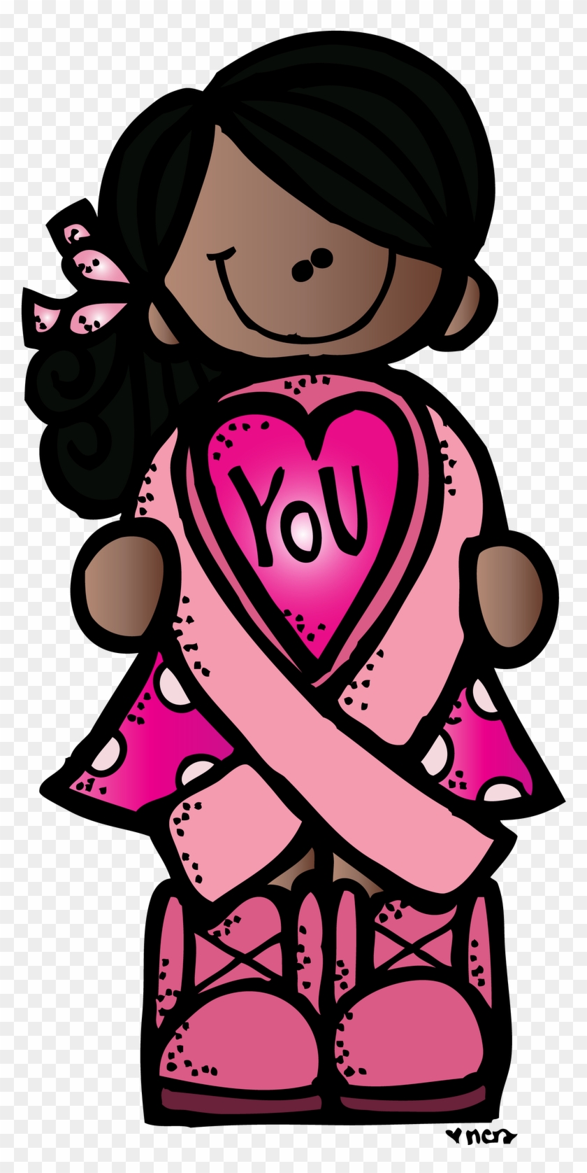 Breast Cancer Ribbon Clip Art Black White - Breast Cancer Super Woman Clip Art - Png Download
