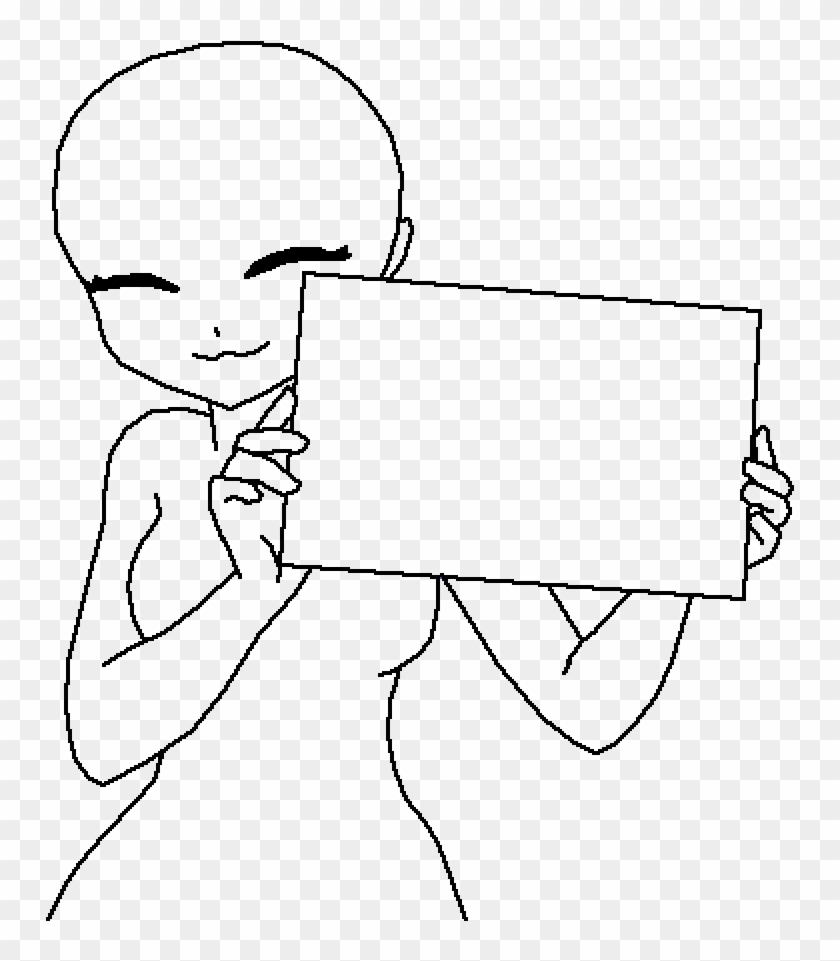 Main Image Anime Girl Holding A Piece Of Paper Base - Cartoon Clipart