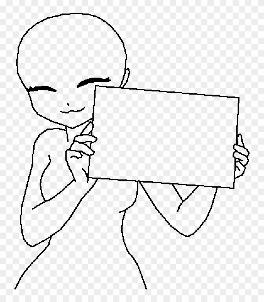 Main Image Anime Girl Holding A Piece Of Paper Base Cartoon Clipart Pikpng