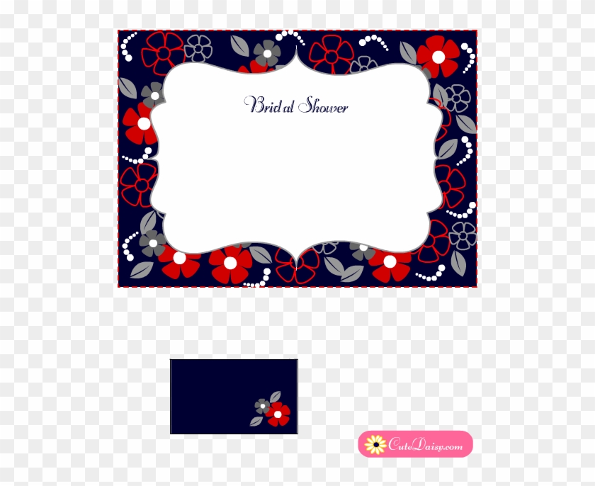 Free Printable Floral Bridal Shower Invitation Blue - Picture Frame Clipart
