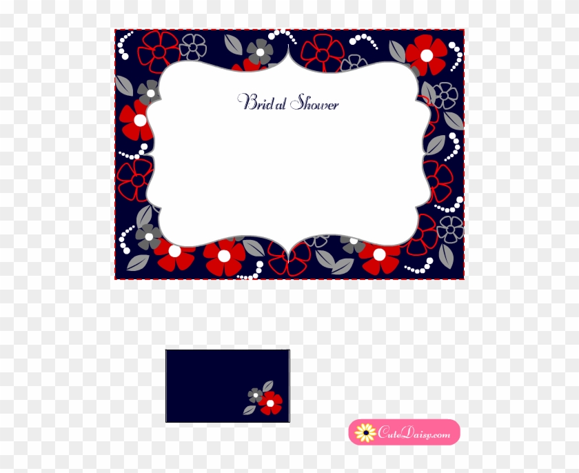 Free Printable Floral Bridal Shower Invitation Blue - Picture Frame Clipart #4771671