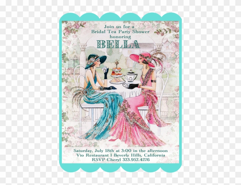 Gatsby Bridal Shower Tea Party Invitations - Art Deco Clipart #4772351