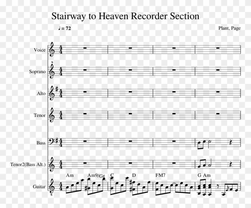 Stairway To Heaven Recorder Section Sheet Music Composed - Sheet Music Clipart