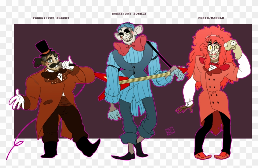 Bonne/toy Bonnie Freddi/toy Freddy Foxie/mangle - Cartoon Clipart #4774180