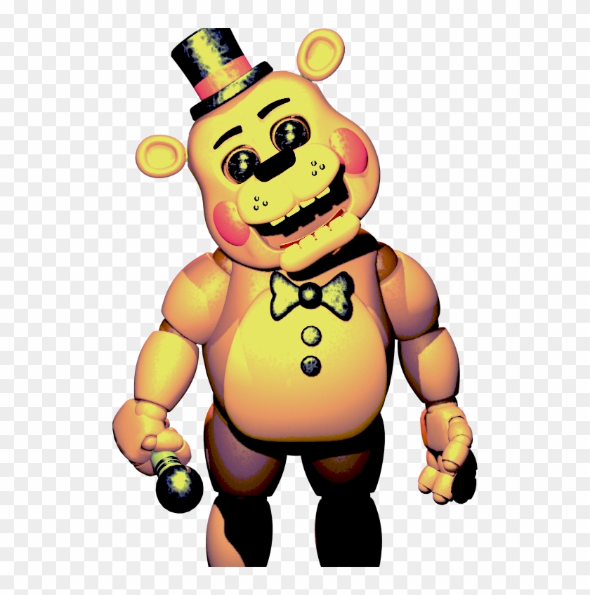 Golden Toy Freddy Standing - Fnaf Toy Fredbear Jumpscare Clipart