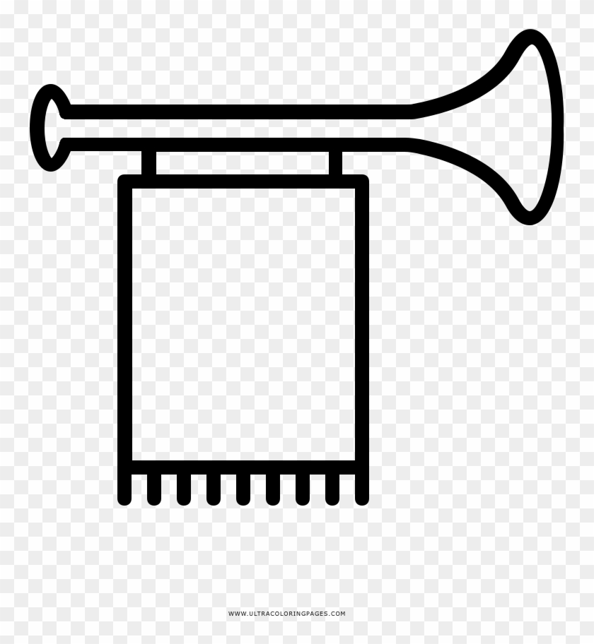 Bugle Coloring Page - Medieval Trumpet Icon Clipart