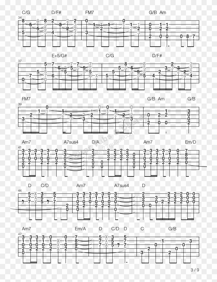 Stairway To Heaven-led Zeppelin吉他谱 - Sheet Music Clipart #4775281