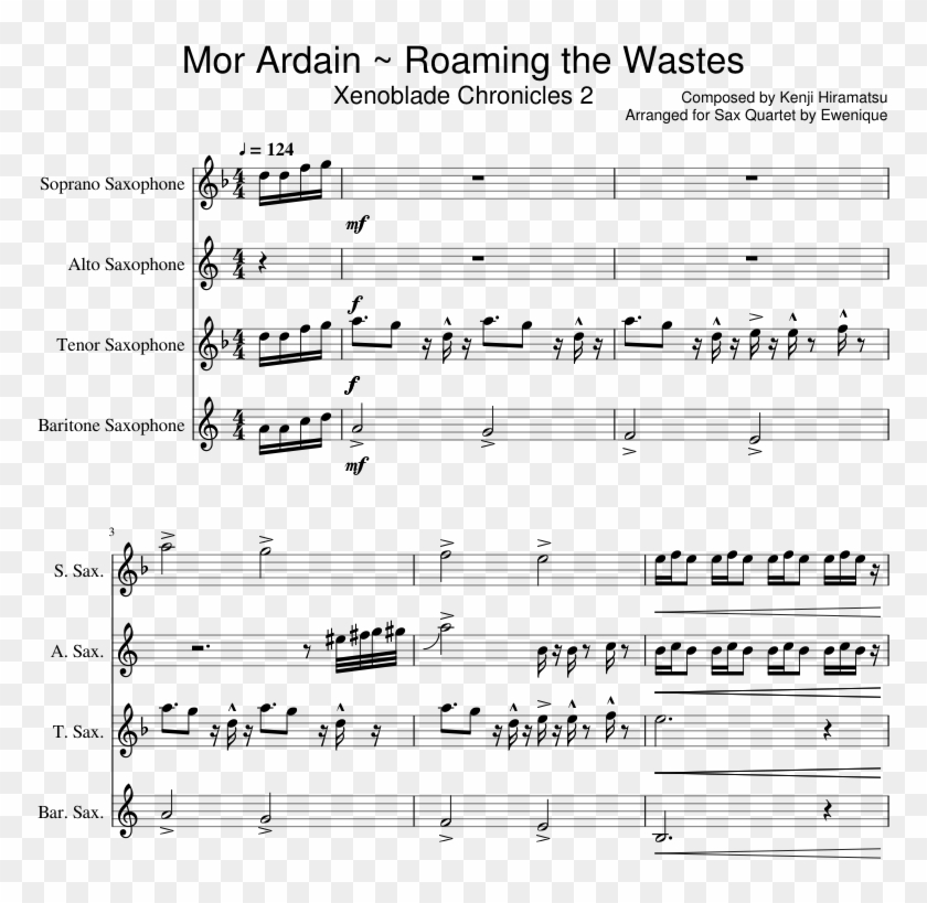 For Sax Quartet - Hooked On A Feeling Saxophone Sheet Music Clipart