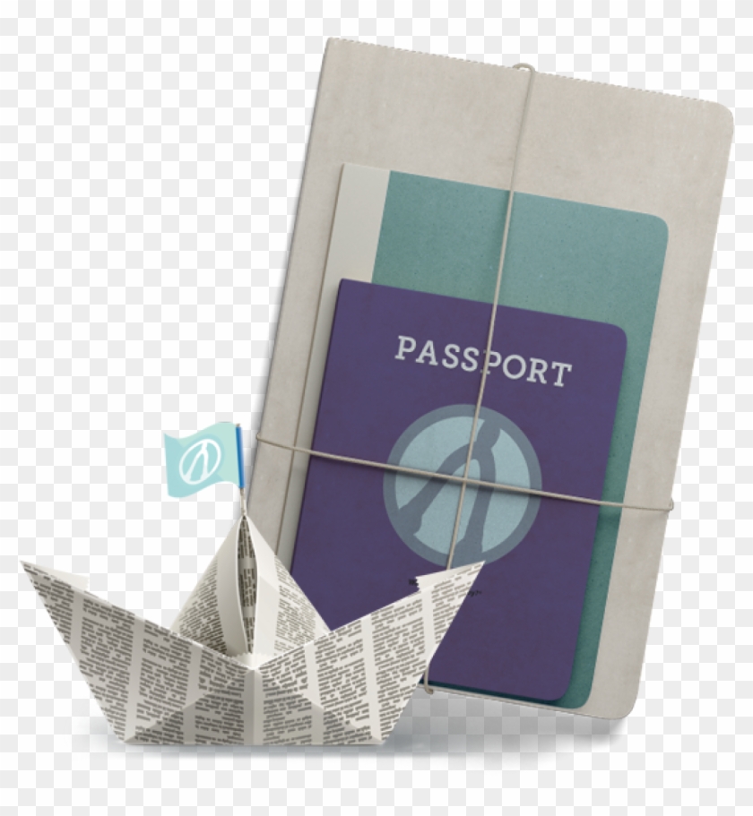 Passport And Journal Bundle With Paper Boat - Paper Clipart