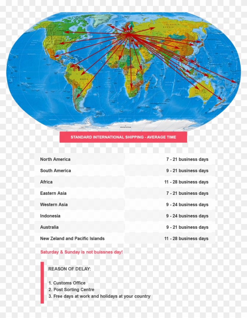 Delivery Time - Mapa Mundial Del Planeta Clipart
