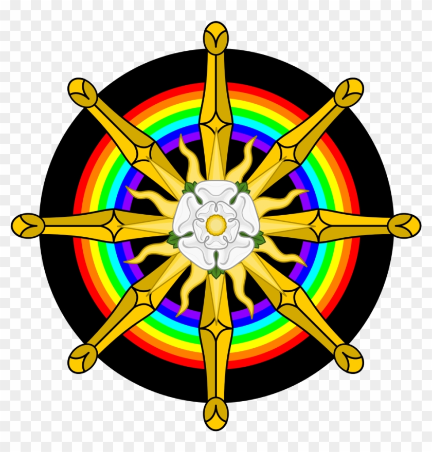 Rainbow White Rose Compass Wheel - Dharmachakra Gif Clipart #4779814