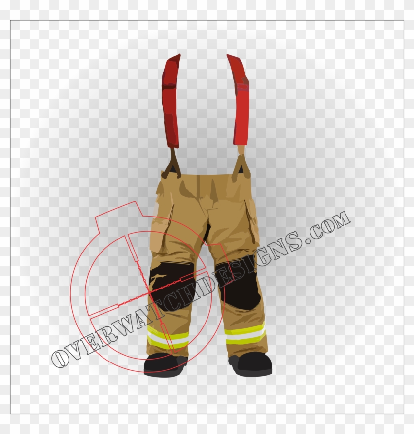 Firefighter Turnouts With Red Suspenders Decal - Illustration Clipart