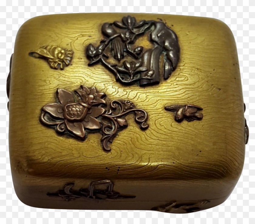 Antique Bronze Mixed Metal Japanese Hinged Box - Wallet Clipart #4781038