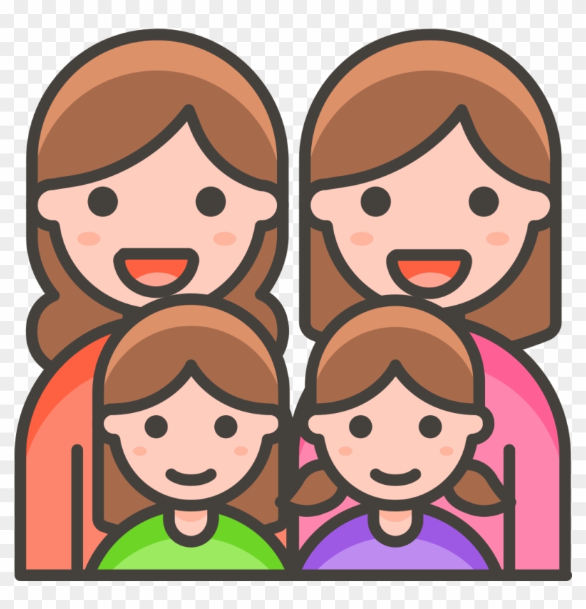 326 Family Woman Woman Girl Girl - Family Emoji Png Clipart