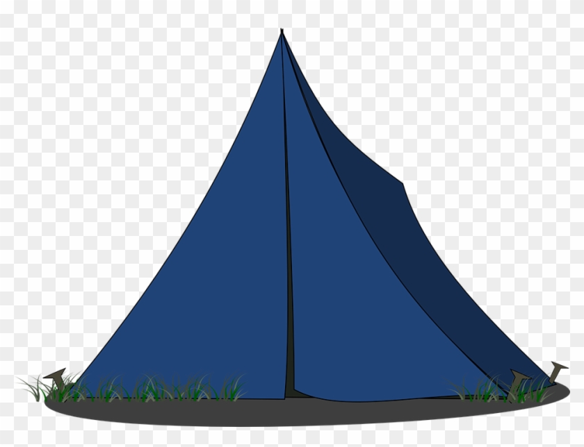 Tent Camping Pitched Blue - Blue Tent Clipart - Png Download