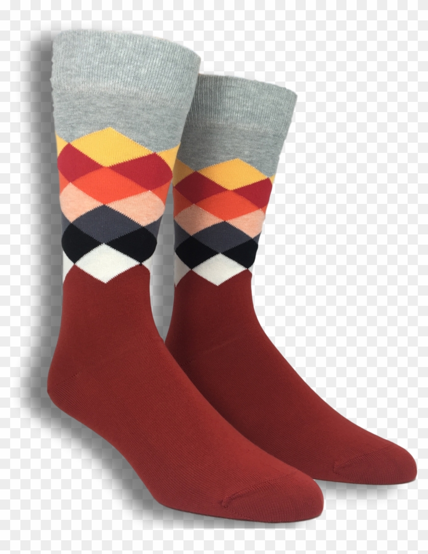 Grey, Red, And White Faded Diamond Socks By Happy Socks - Sock Clipart #4783777