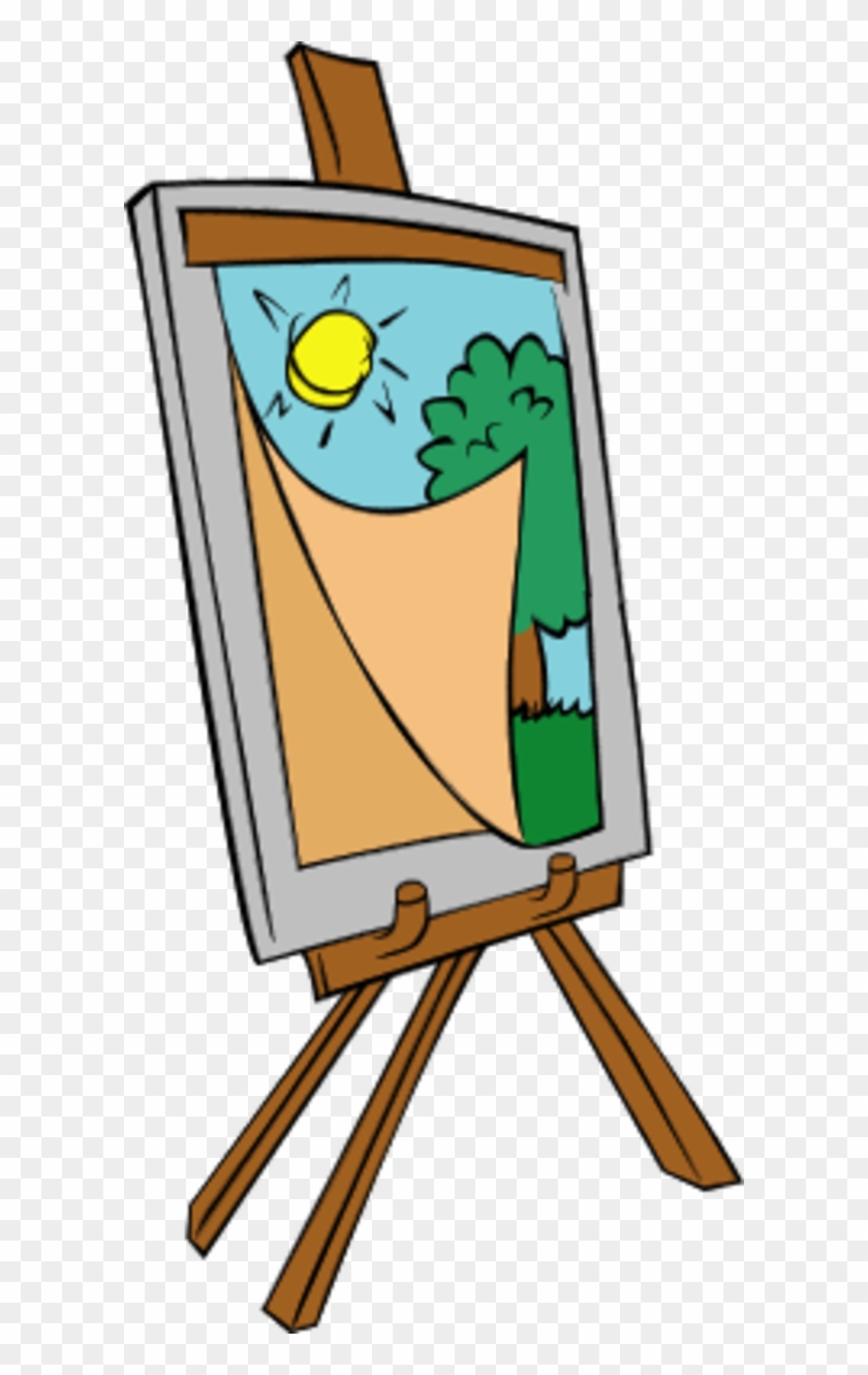 Easel With Kids Painting - Easel Clip Art - Png Download #4785579