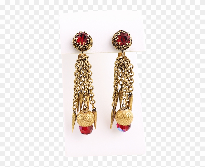 Vintage Red Crystal Earrings - Earrings Clipart #4785648