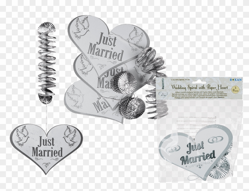 Silver Metalic Coloured Wedding Spiral With Paper Heart - Heart Clipart