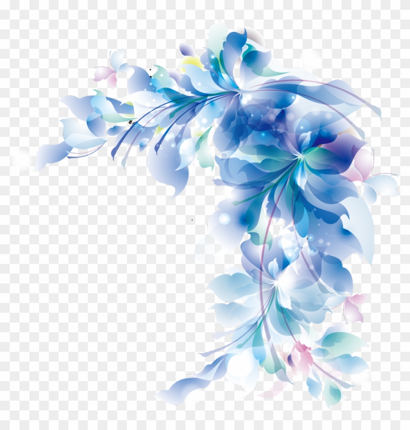 Mq Blue Flowers Borders Border Garden - Blue Wedding Vector Hd Clipart