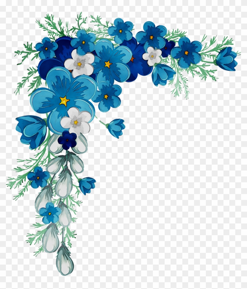 Flower, Blue, Borders And Frames Png Image With Transparent - Blue Flower Border Png Clipart #4786592