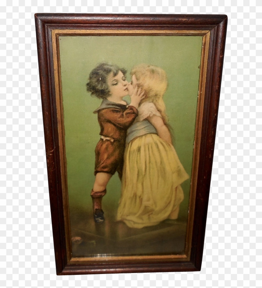 Vintage Print Of The First Kiss - Picture Frame Clipart