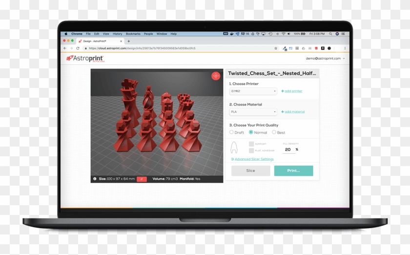 Astroprint Cloud Slicer On Laptop - Multimedia Software Clipart