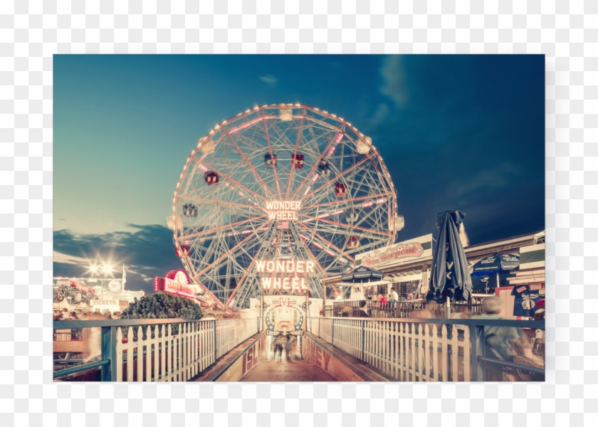 Photo Wonder Wheel By Night Coney Island Ny - Coney Island Night Coney Island Wonder Wheel Clipart