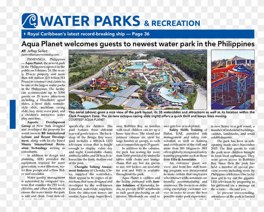 Amusement Today Article Featuring Aqua Planet Waterpark - Roller Coaster Clipart