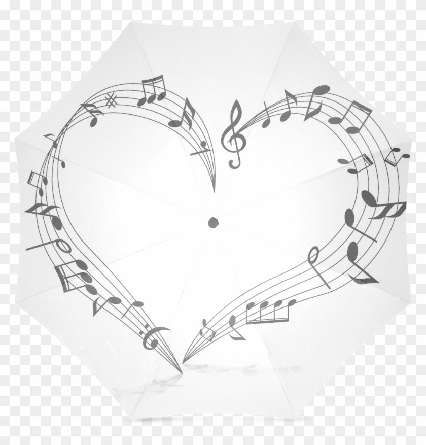 Bw Heart Music Notes Umbrella - 愛心 音符 Clipart