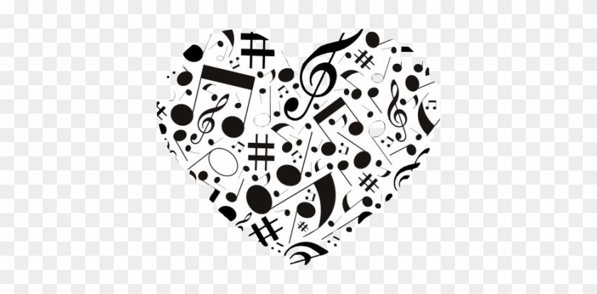 #music #heart #black #white #notes #musicnotes #freetoedit - Music Notes And Love Heart Clipart #4794340
