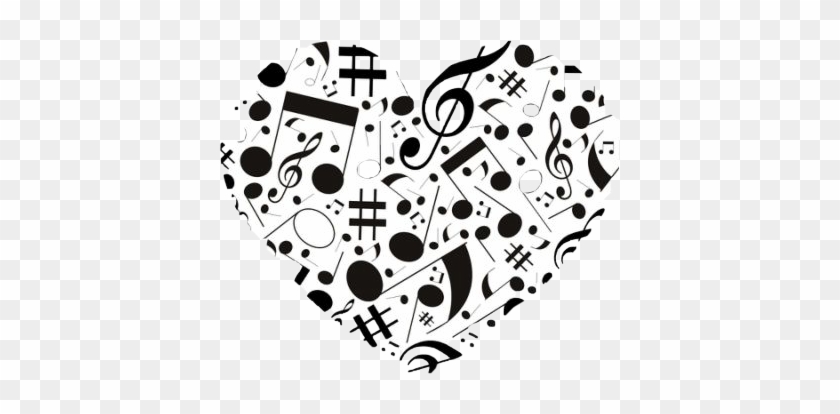 #music #heart #black #white #notes #musicnotes #freetoedit - Music Notes And Love Heart Clipart