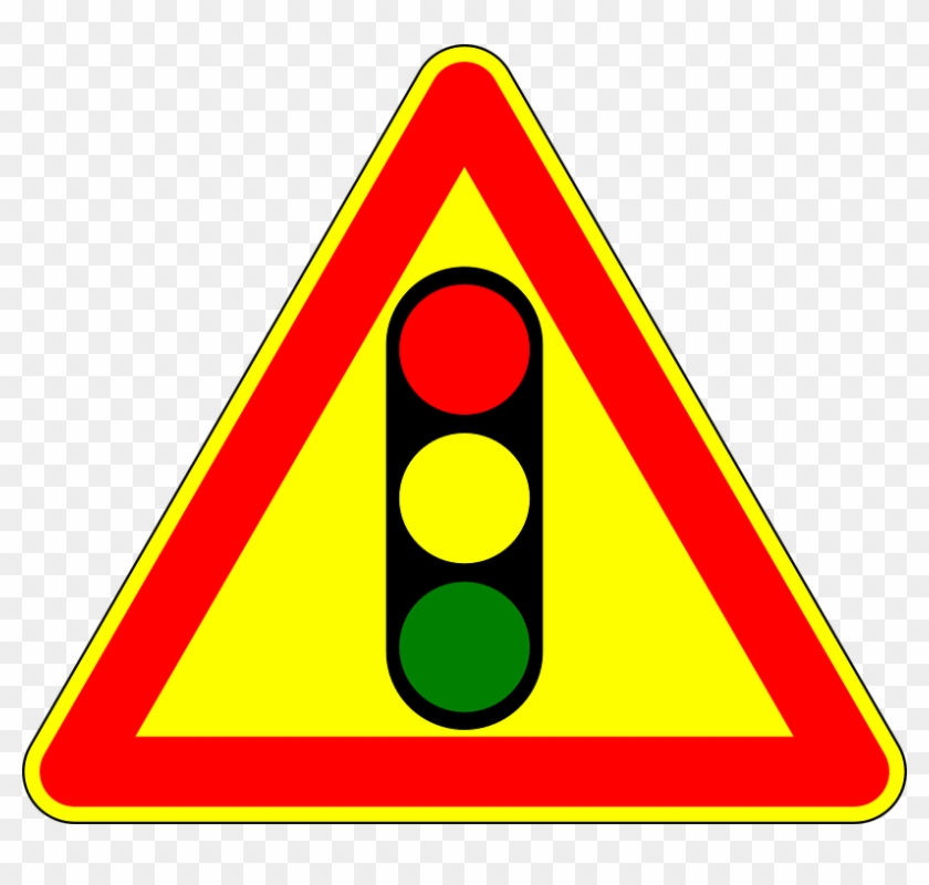 Traffic Lights Attention Sign Road Sign Roadsign - Varning För Vägkorsning Clipart