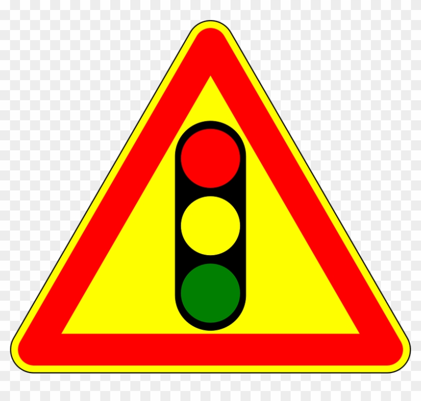 Traffic Lights Attention Sign Road Sign Roadsign - Varning För Vägkorsning Clipart #4795660