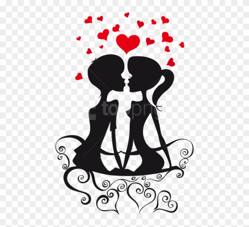 Free Png Download Love Couple Silhouettes On A Bench - Couples Vector Clipart