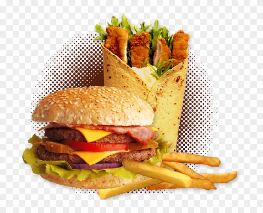Burger Fries Wrap - Burger With Fries Png Clipart #4797465