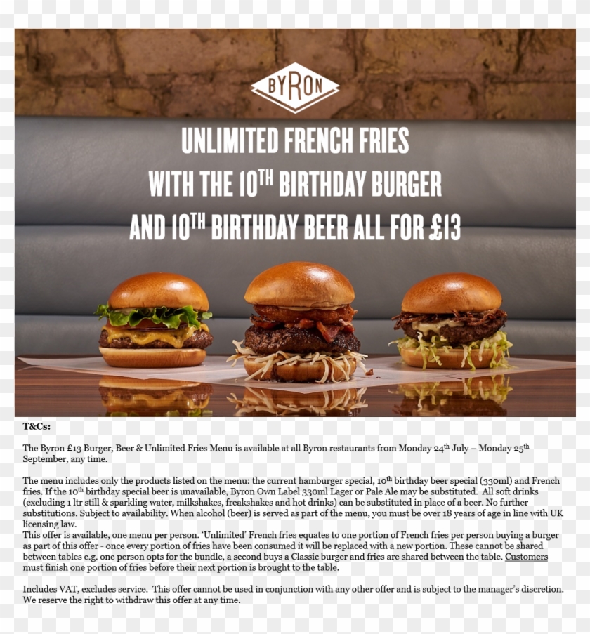 10th Birthday Burger 10th Birthday Beer And Unlimited - Byron Hamburgers Clipart #4797519