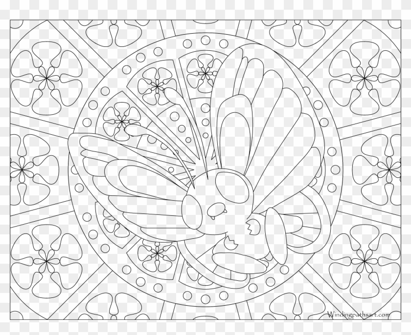 Butterfree Pokemon - Pokemon Adult Coloring Page Clipart #4799310